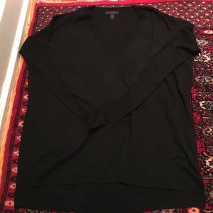 J Crew deep v slouchy black Marino wool sweater