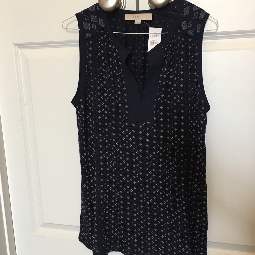 LOFT navy tank top nwt