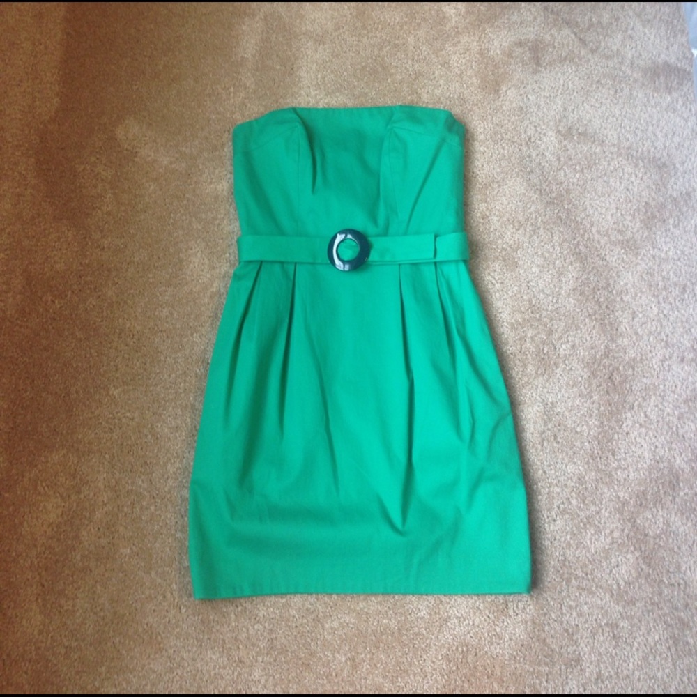 French Connection green strapless dress
