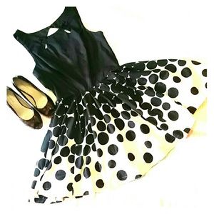 Black and beige polka dot dress