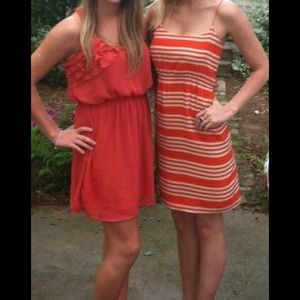 J.Crew Orange/Ivory stripped Silk Dress size 0