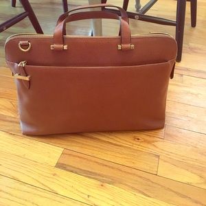 Lodis Cognac Leather Brief Bag