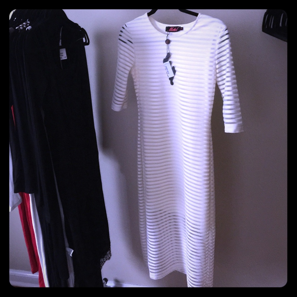 New Off White Midi Dress