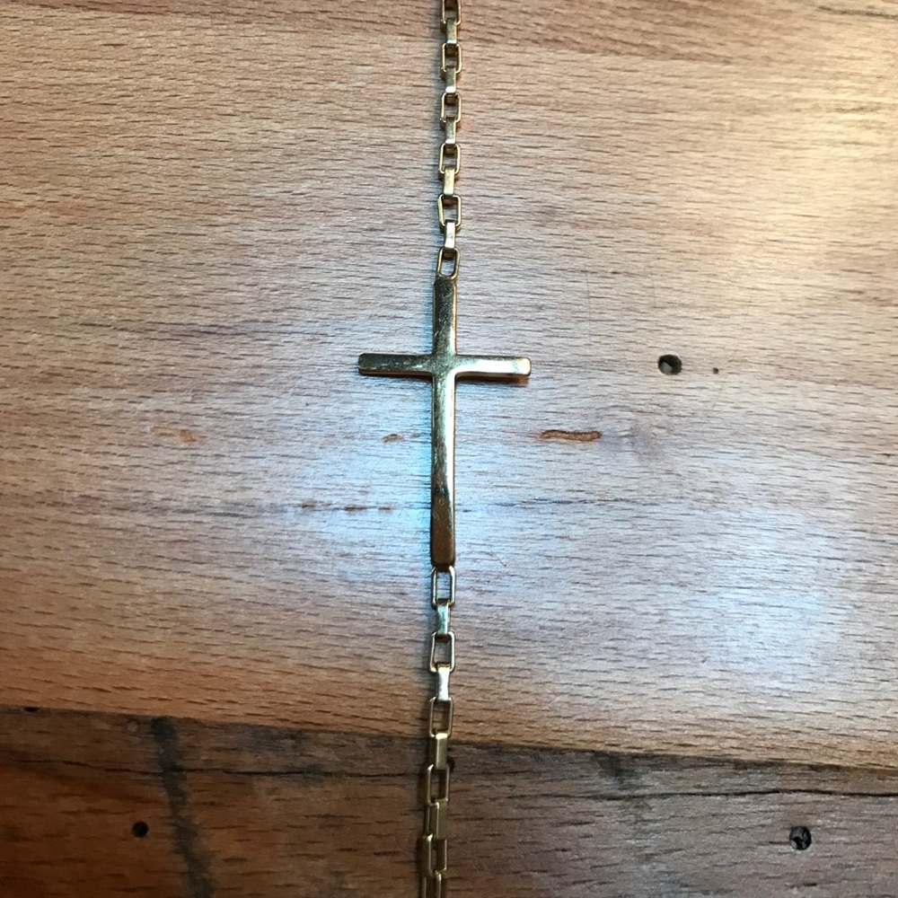 SS cross bracelet with 14kt overlay.