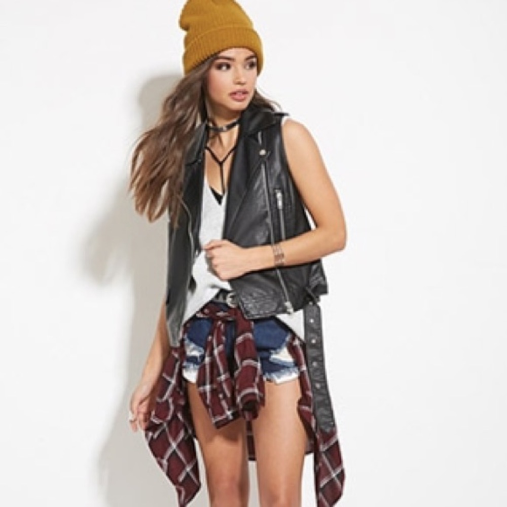 Faux Leather Moto Vest
