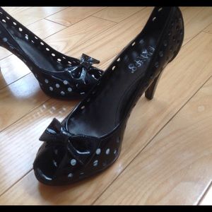 Peep toe black pumps size 10.5