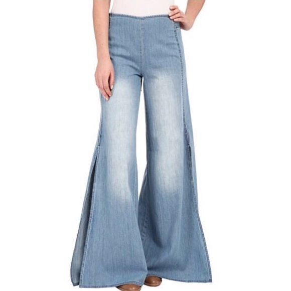 wide leg jeans with slits