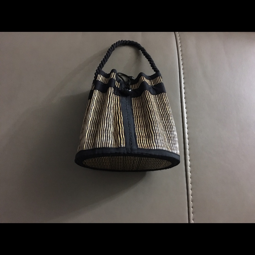 Cute straw and fabric mini purse