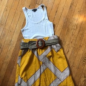 Anthropologie yellow printed skirt