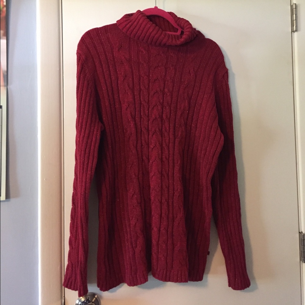 Red sparkle turtleneck!