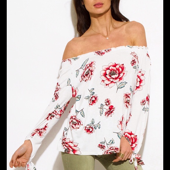 Off the Shoulder Floral Print Blouse Top 💋 - Picture 2 of 8