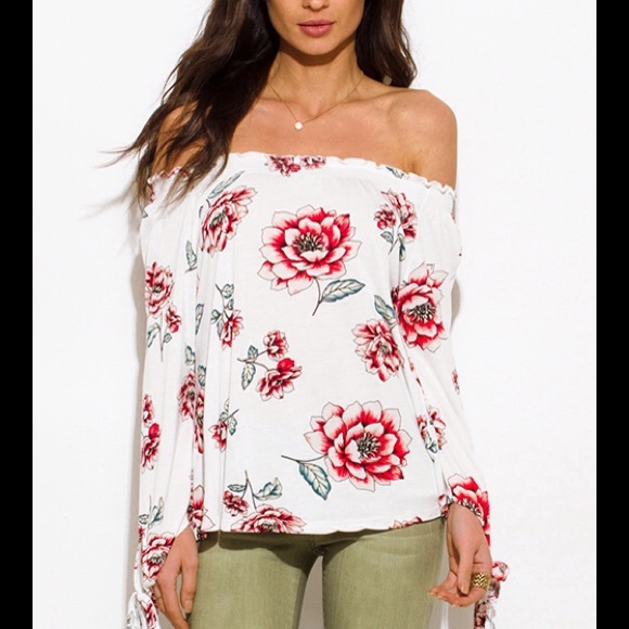 Off the Shoulder Floral Print Blouse Top 💋 - Picture 3 of 8