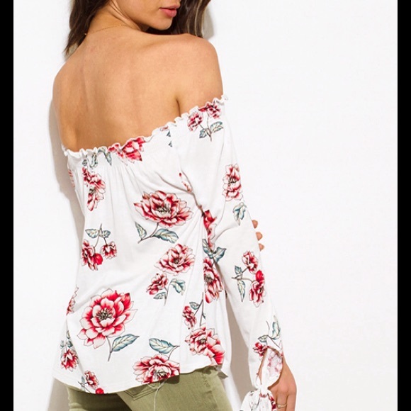 Off the Shoulder Floral Print Blouse Top 💋 - Picture 4 of 8