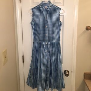 Blue and white checkered button down dress
