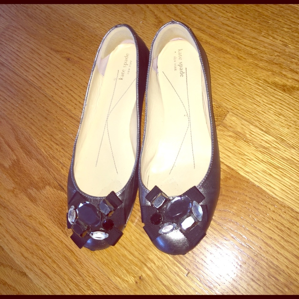 Kate Spade silver jewel flats 8