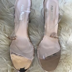 Public Desire Perspex Heels in Clear/Rose Gold