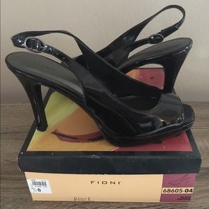 4.5" Black Open Toe Pumps
