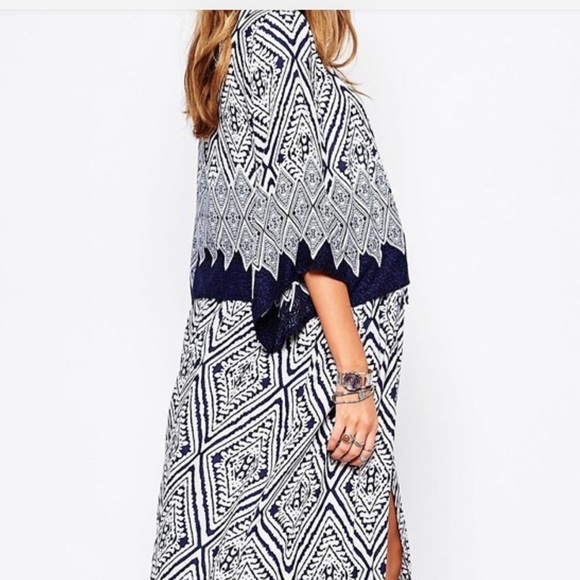 Geometric Print Chiffon Kimono Duster Coverup - Picture 3 of 4