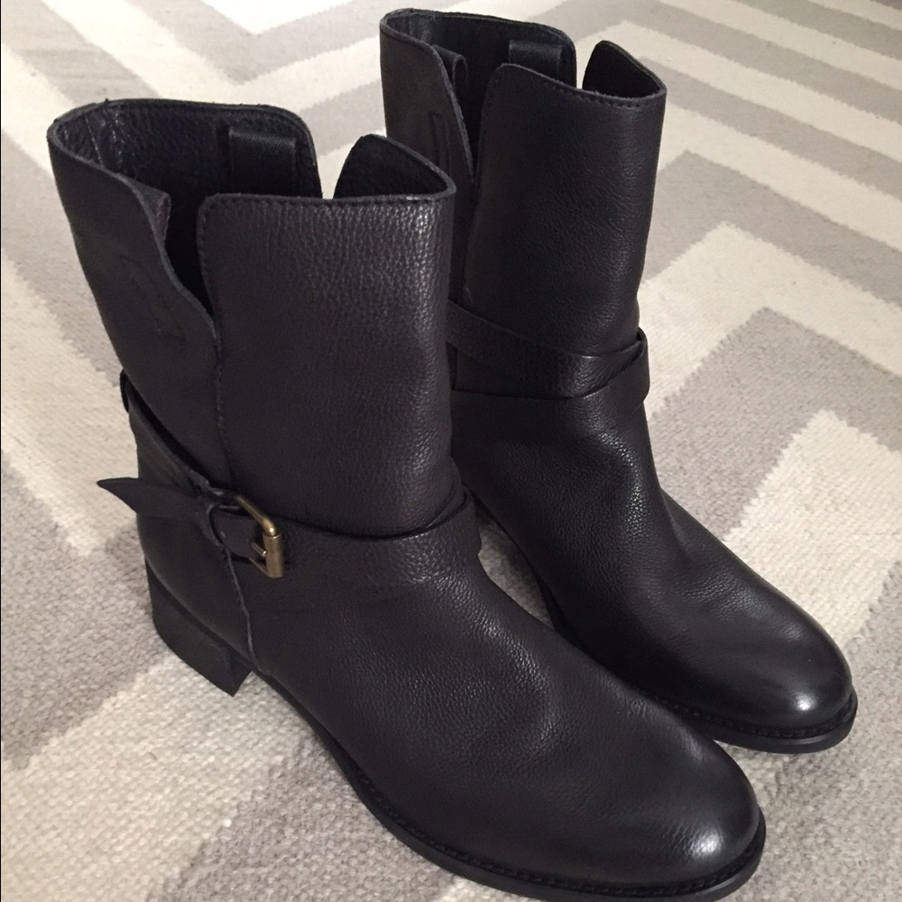 J. Crew Ryder Boots Black Leather Size 8