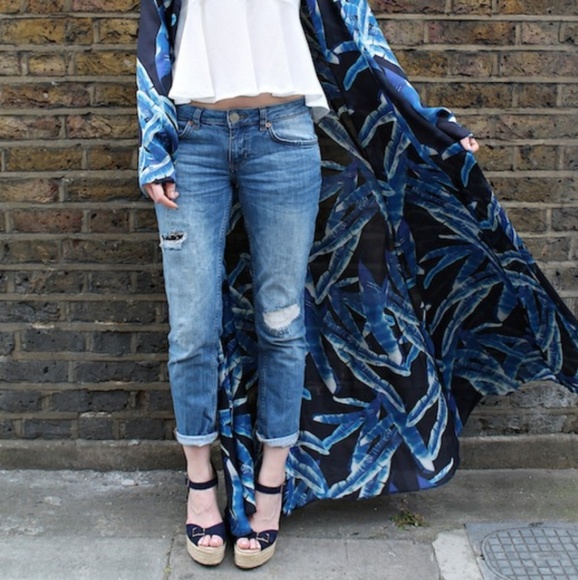 Topshop Shoes - Topshop Wish Buckle Espadrilles Wedges Blue Sz 8