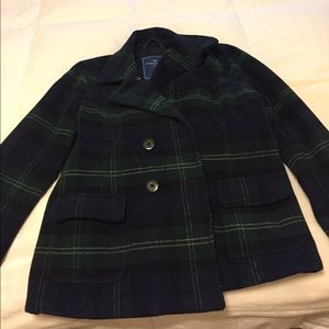 American eagle plaid pea coat