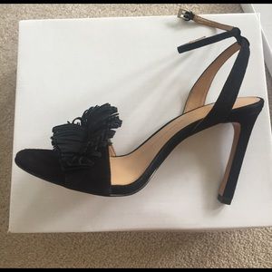 Banana Republic black fringe heels