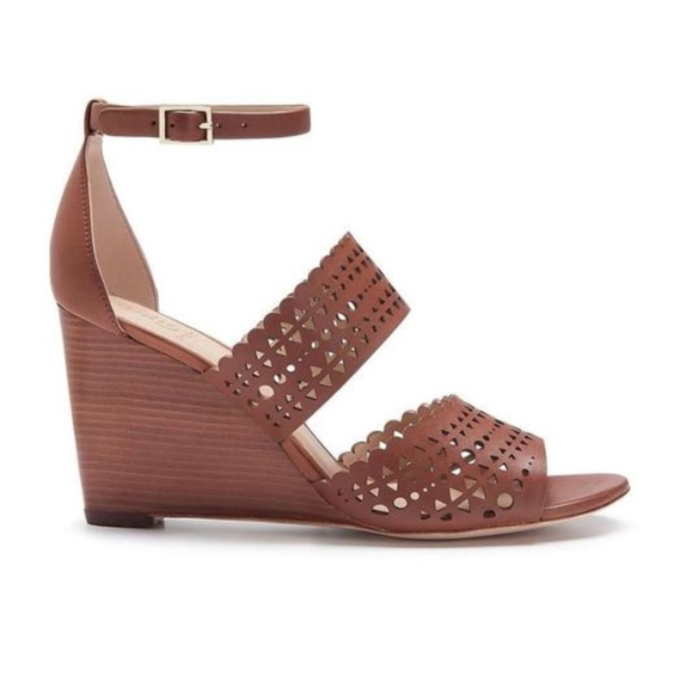 Tory Burch Perforated Wedge Leather Sandal - Sizes 10.5, 11 - NEW - - Picture 2 of 7
