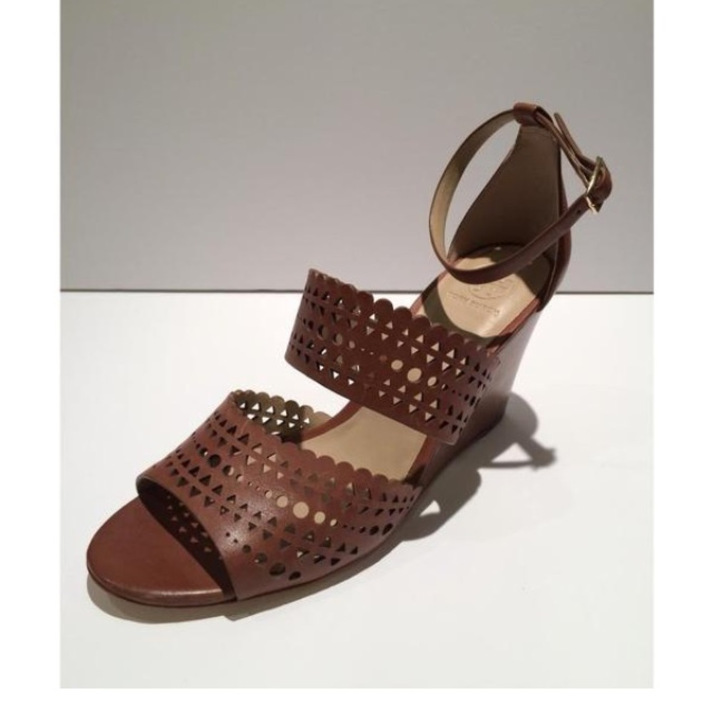 Tory Burch Perforated Wedge Leather Sandal - Sizes 10.5, 11 - NEW - - Picture 5 of 7