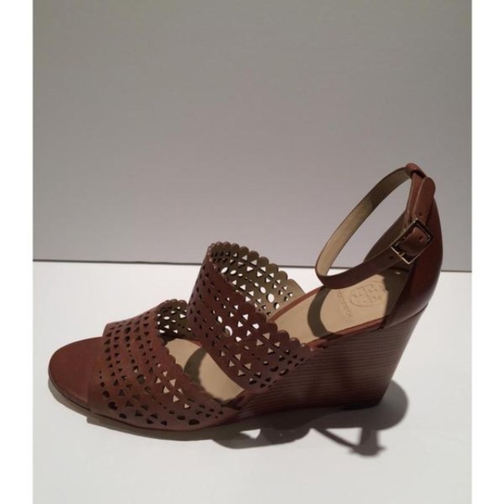 Tory Burch Perforated Wedge Leather Sandal - Sizes 10.5, 11 - NEW - - Picture 6 of 7