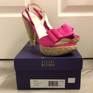 Stuart Weitzman satin bow heels