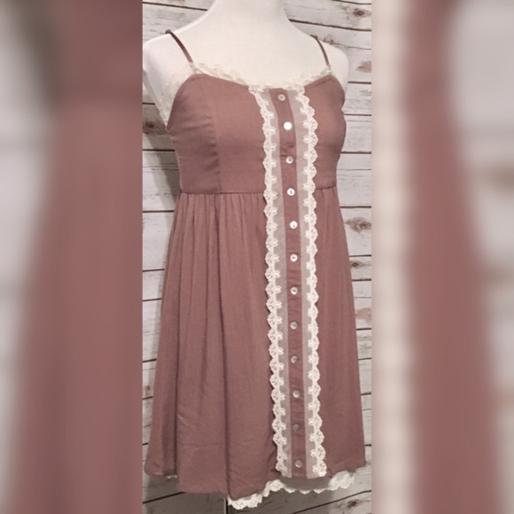 ❌Clearance❌Mocha Lace Babydoll Button Down Dress - Picture 3 of 8