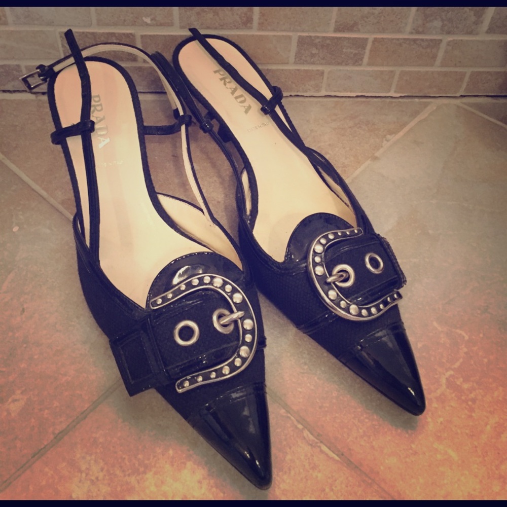 Prada 1 1/2 inch kitten heel