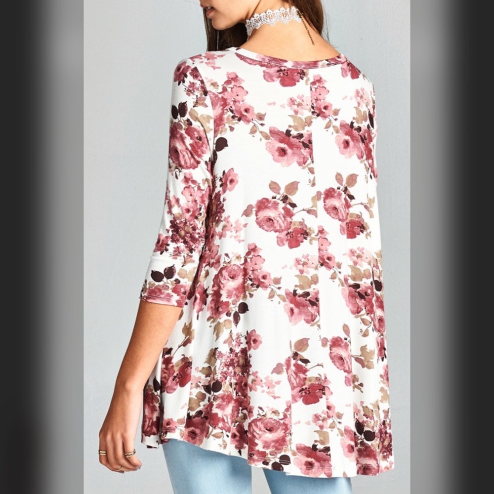 Take 50% off ❤️ Watercolor Fall Floral swing Tunic - Picture 4 of 6