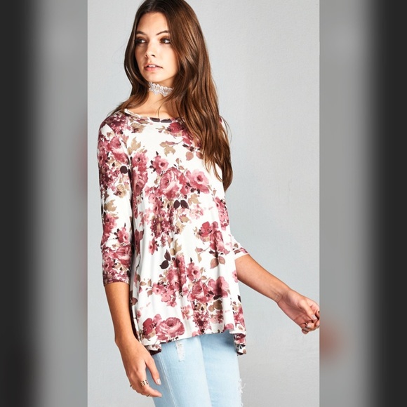 Take 50% off ❤️ Watercolor Fall Floral swing Tunic - Picture 2 of 6