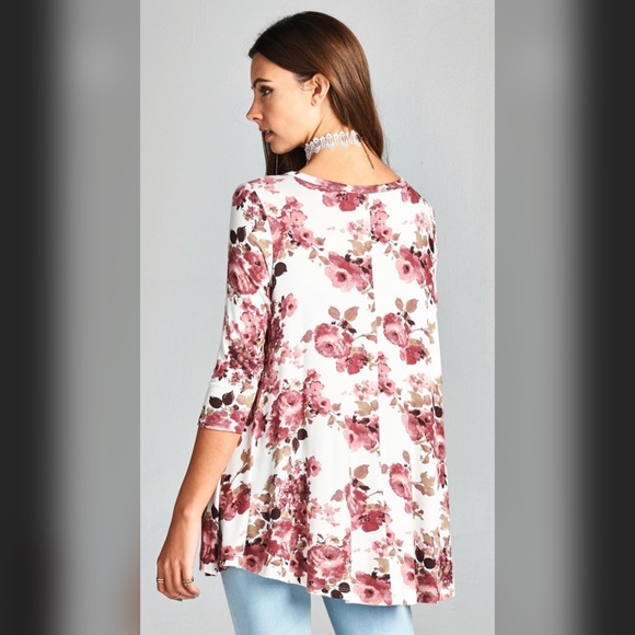 Take 50% off ❤️ Watercolor Fall Floral swing Tunic - Picture 3 of 6