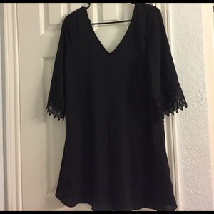 Black dress with crochet sleeves