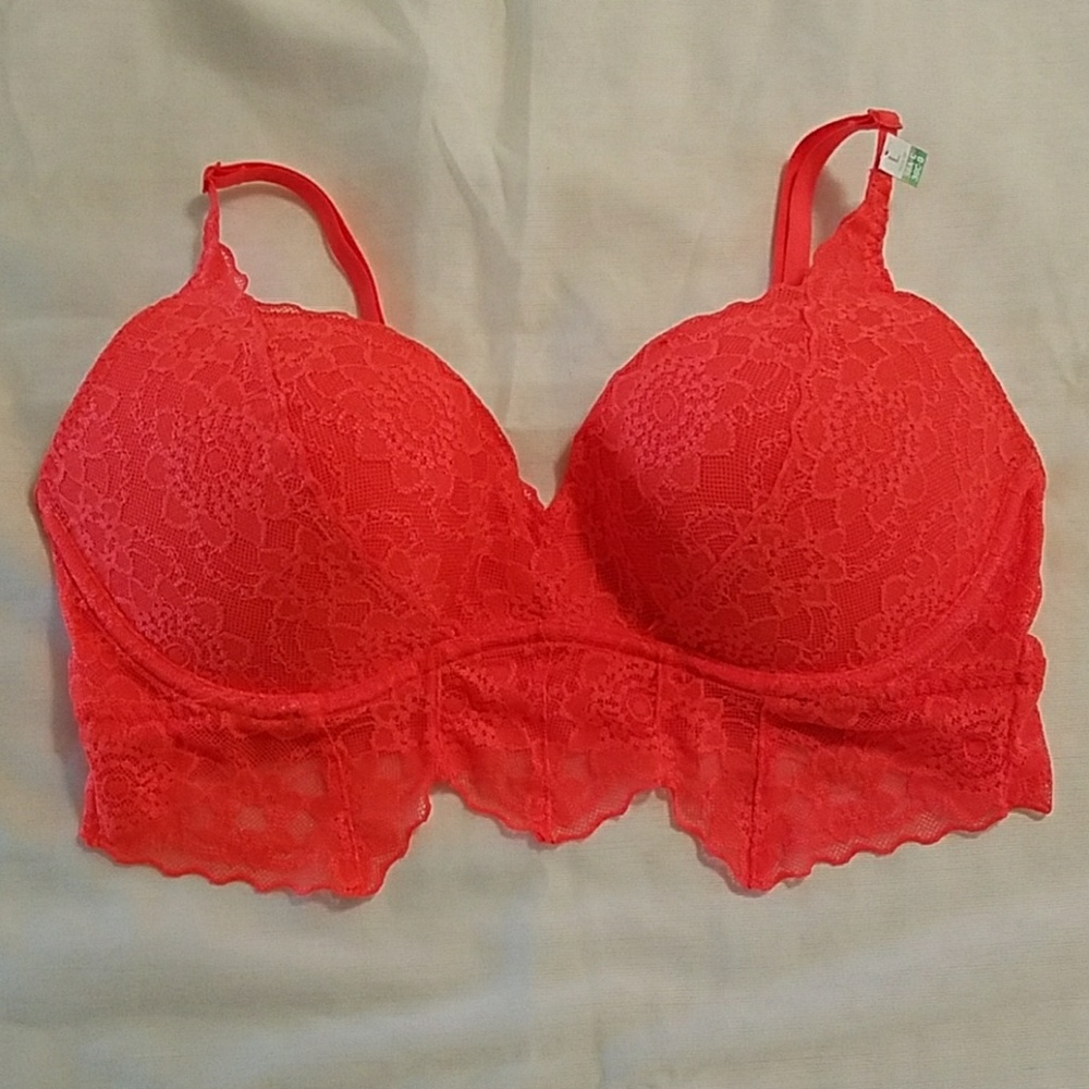 LARGE PINK Victoria's Secret Lace Bralette PUSH-UP