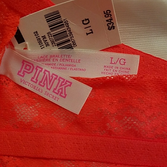 LARGE PINK Victoria's Secret Lace Bralette PUSH-UP - Picture 4 of 4