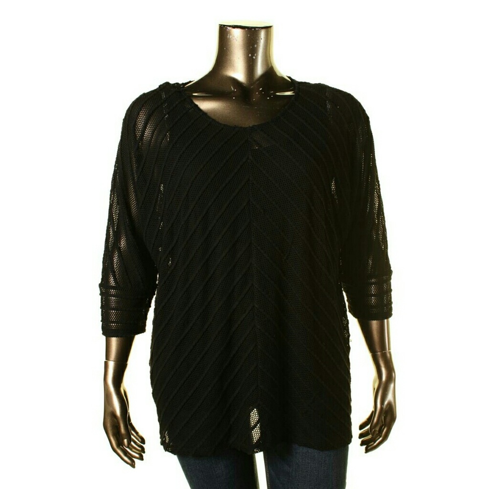 NWT- Alfani black mesh top size 2X - Picture 5 of 5