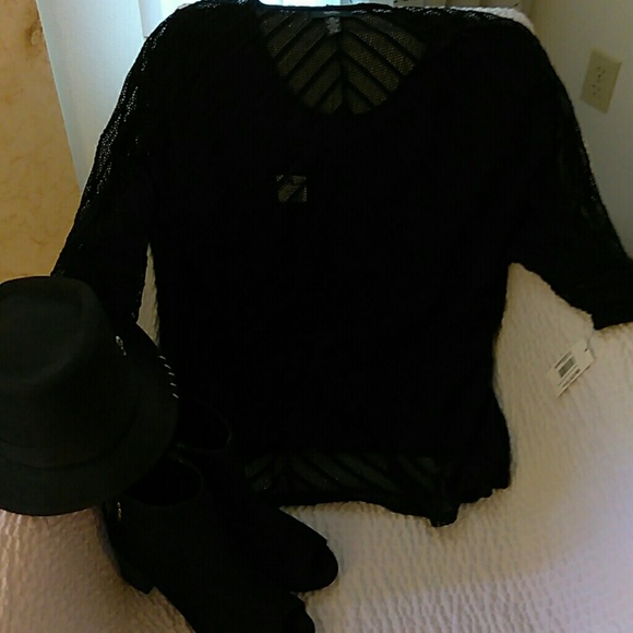 Alfani Tops - NWT- Alfani black mesh top size 2X