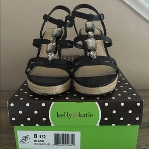 Kelly and Katie Black Jeweled Sandals