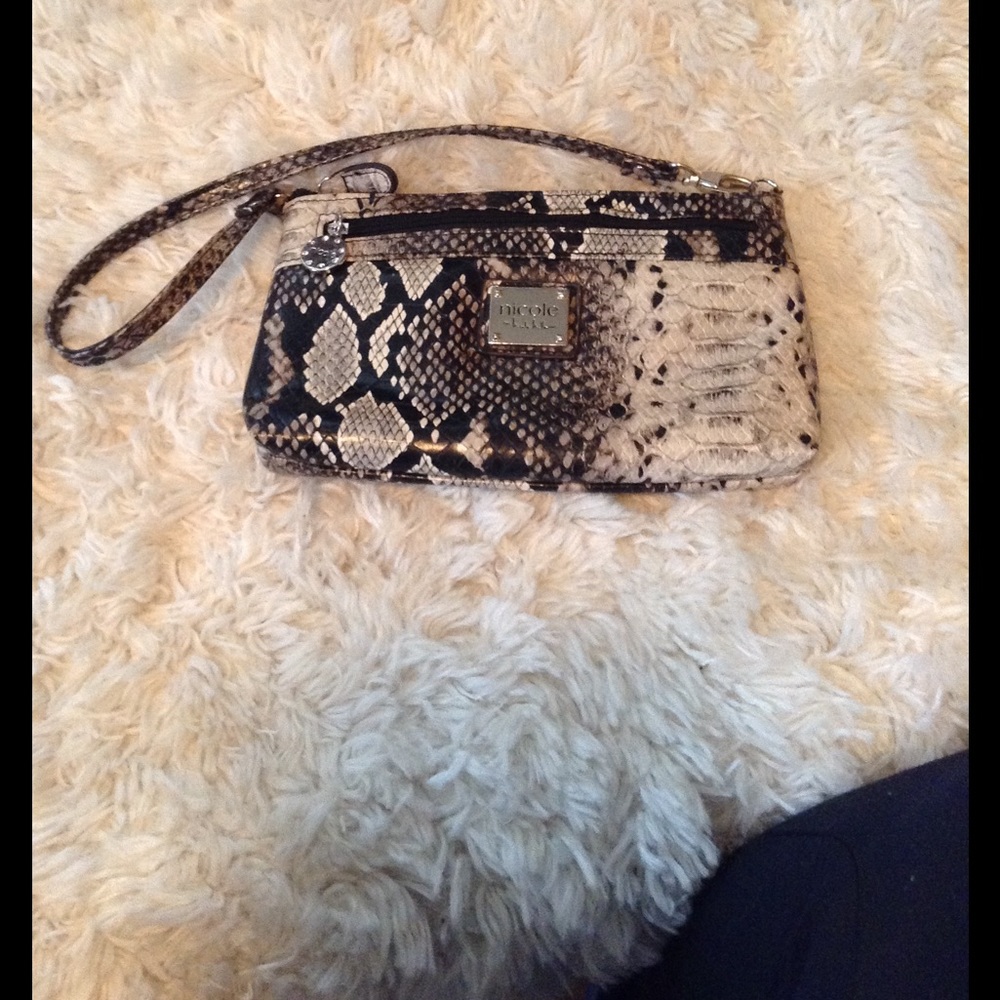 Nicole Miller wristlet snakeskin