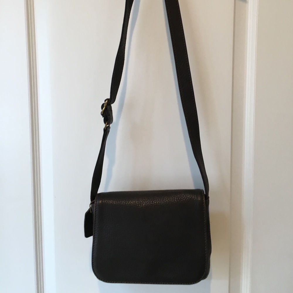 Brown textured leather coach purse