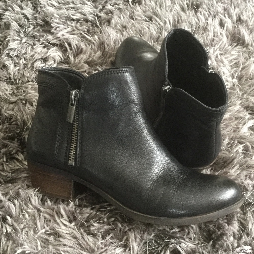 Lucky black leather booties