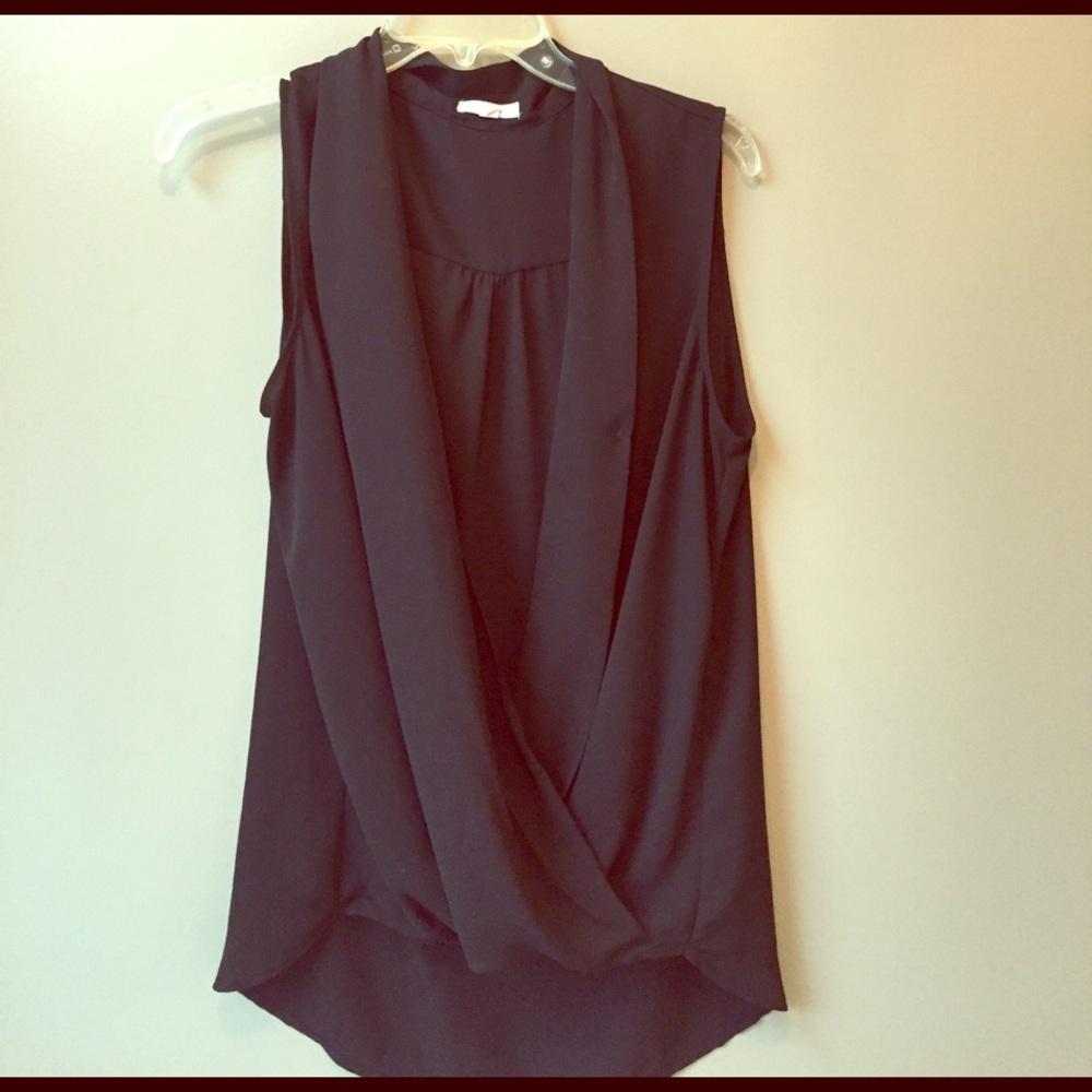 sleeveless low V cut shirt