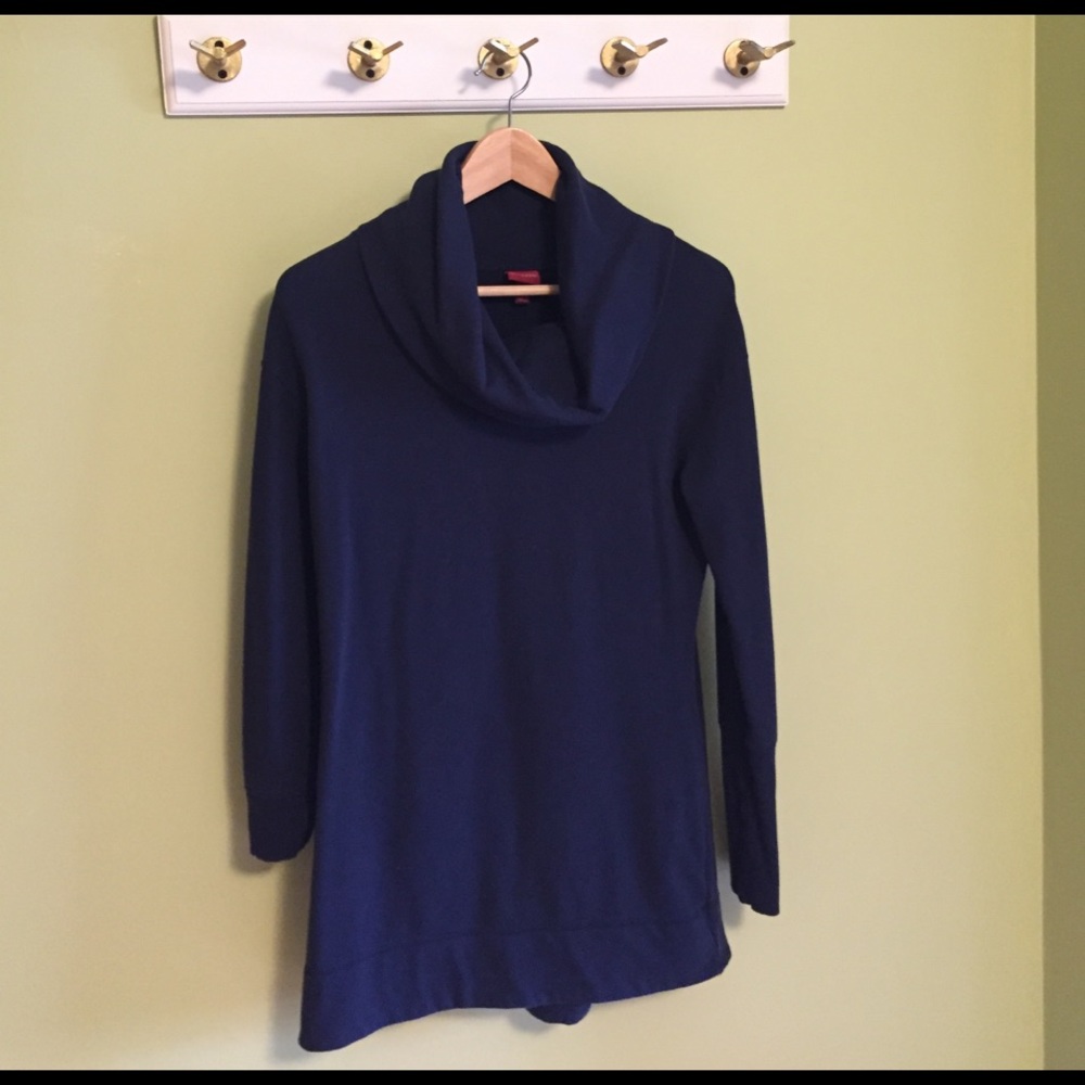 Cowl neck navy tunic