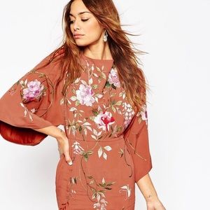 ASOS Rust colored dress with embroidered florals