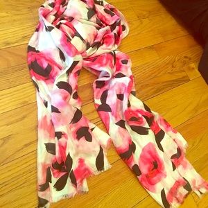 Kate Spade Rose watercolor print silk-like scarf