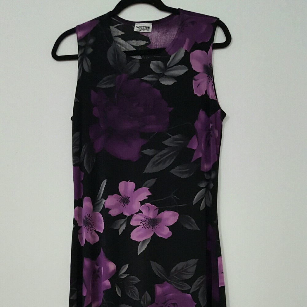 Vintage Slinky Purple Floral Dress