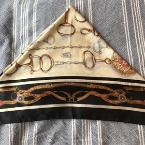 Equestrian print faux silk scarf